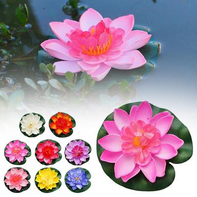 Lotus Artificial Flower Plant Lifelike Flower Floating Fake Lotus Plant Fake Lotus Micro Landscape For Pond Garden Decor O6A5
