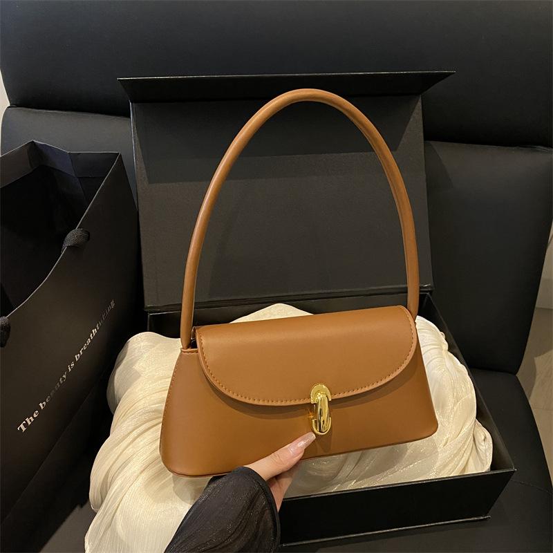 Niche Retro Simple Underarm Baguette Bag 2025 New Fashion High-end Bag Texture Versatile Shoulder Bag Tide