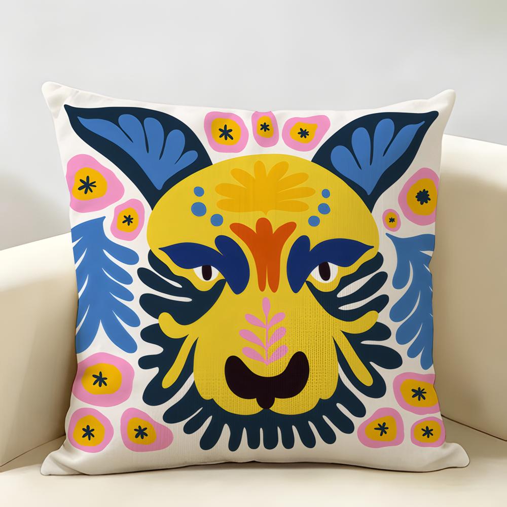Abstract Floral Animal Fashion Cushion Cover Natural Linen Organic Fabric DoubleSided Printing Room Sofa Decor Pillow Case