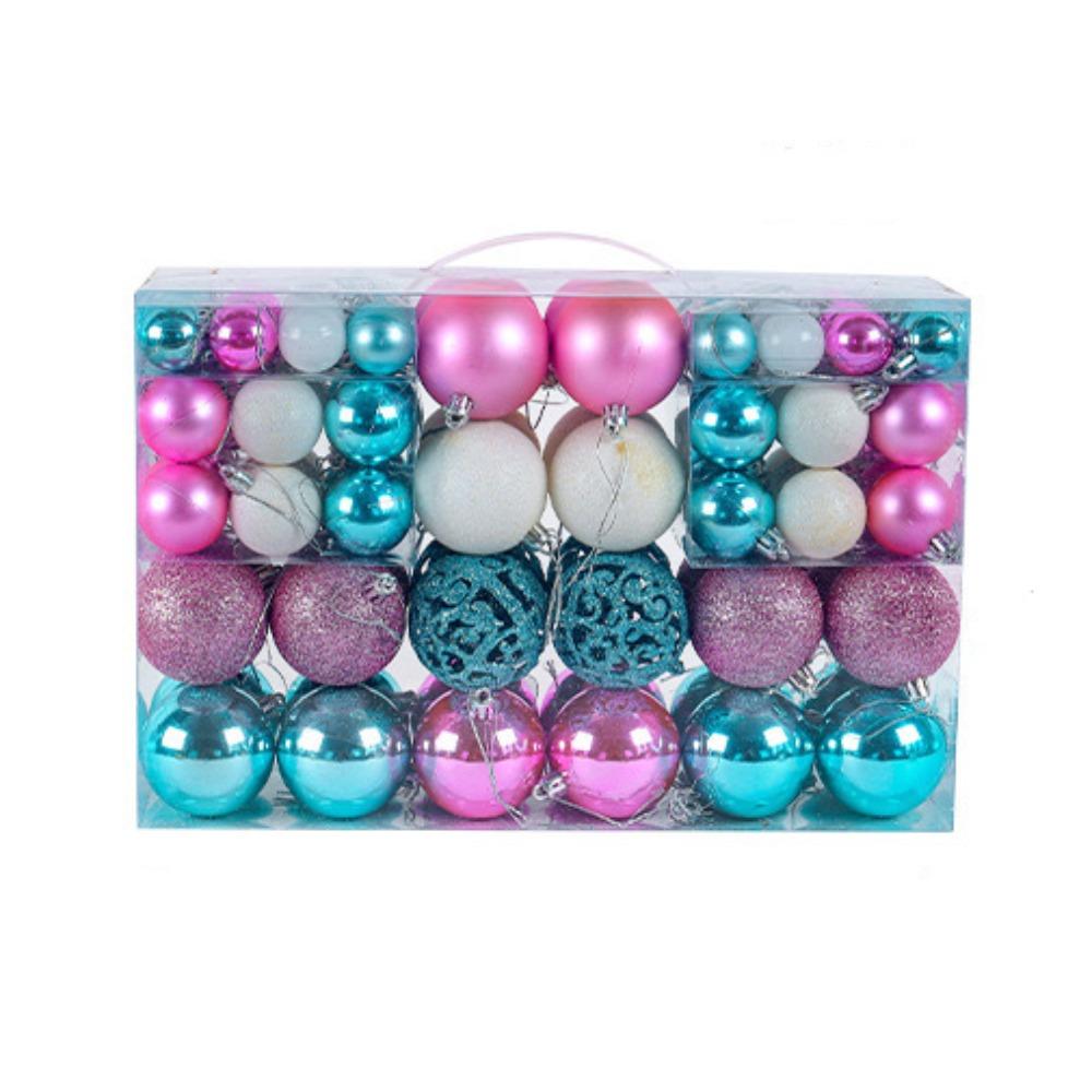 

100pcs 3/4/6cm Christmas Ball Set Shatterproof Hanging Ornament Electroplated Ball Props Style 4
