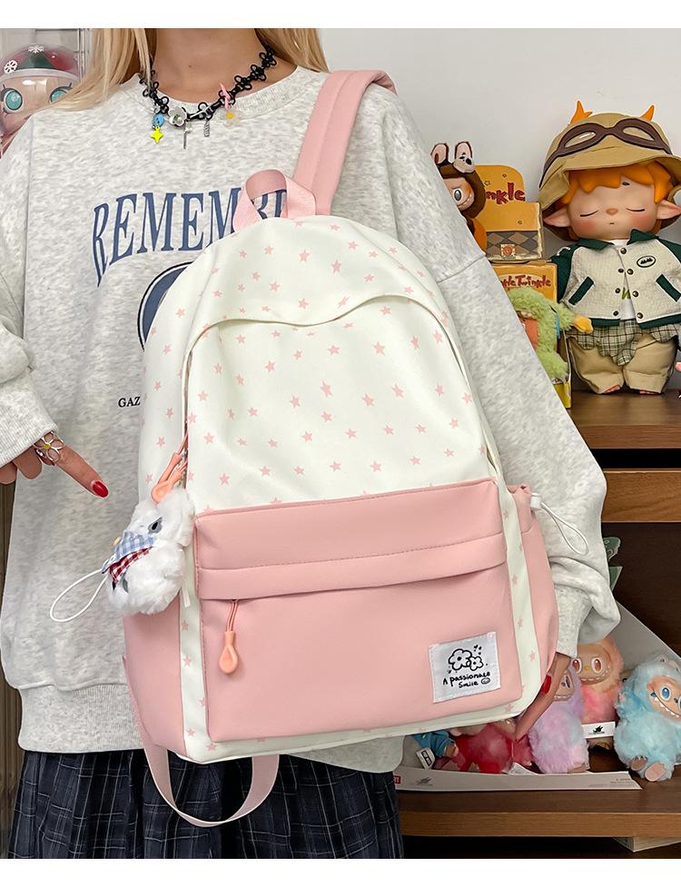 Schoolbag a junior high school bag student ins large capacity star backpack fresh and cute lightweight versatile backpack