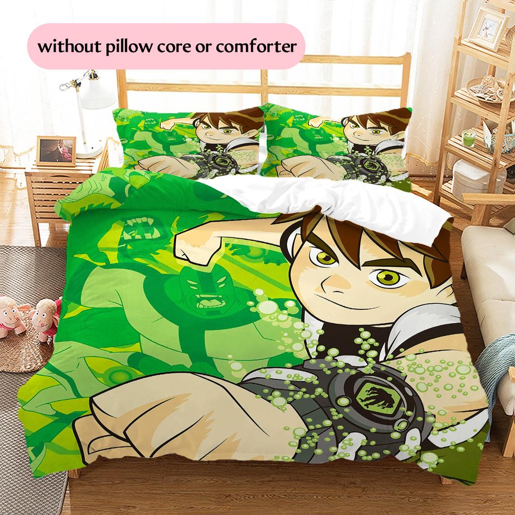 Ben 10  Pattern Bedding Quilt Set  Home Decoration  Gift (1 * duvet cover + 2 * pillowcase  without core)