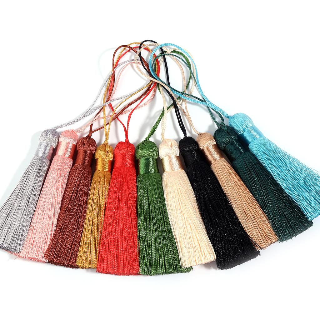 6pcs 82mm Silk Tassel Fringe Hanging Rope Long Line Tassel For Jewelry Making DIY Crafts Clothing Earring Key Chain Decoration
