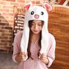 1pc 60cm Funny Rabbit Hat with Ears Moving Plush Toy Stuffed Soft Hat Doll Cute Birthday Gift FOR Kids Gir