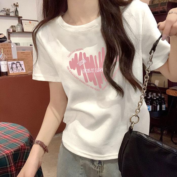

2025 new summer pure cotton white short-sleeved t-shirt women s loose and versatile t-shirt niche design t-shirt top 3XL