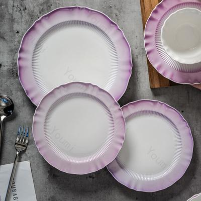 Piatto in Ceramica Viola di Lusso Leggero Ristorante di Alta Gamma Piatti Deliziosi Piatto per Pesce Stile Francese Piatti da Dessert per Tè Pomeridiano