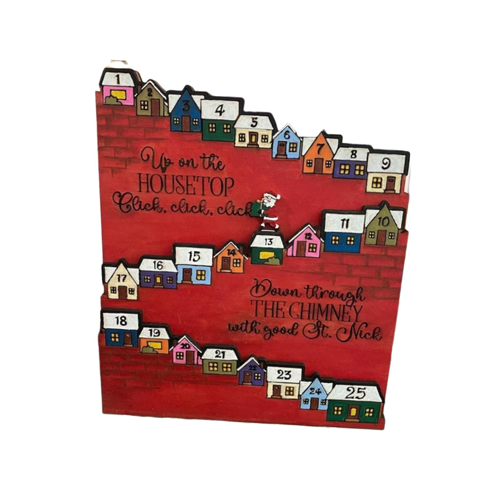 Christmas Calendar Desk Calendar Decoration Desktop Indoor Wood Ornament Advent Calendar
