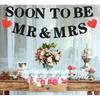 Pre-strung Soon to Be Mr & Mrs Banner - Black Glitter Bridal Shower Decorations for Wedding, Engagement or Bachelorette Party Photo Booth Props