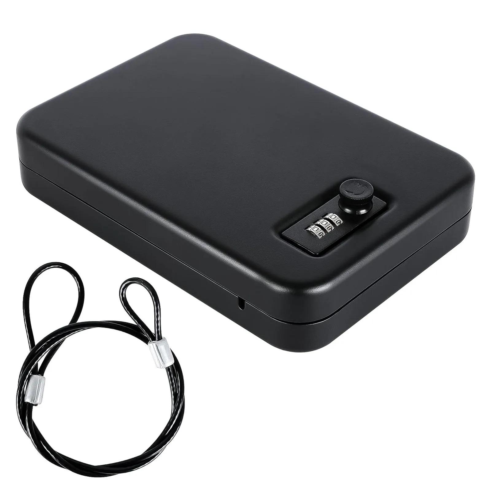 Security Safe Box Personal Safe with Steel Combination Lock and Security Cable Home Anti-Theft Digital Home Safe Box чёрный