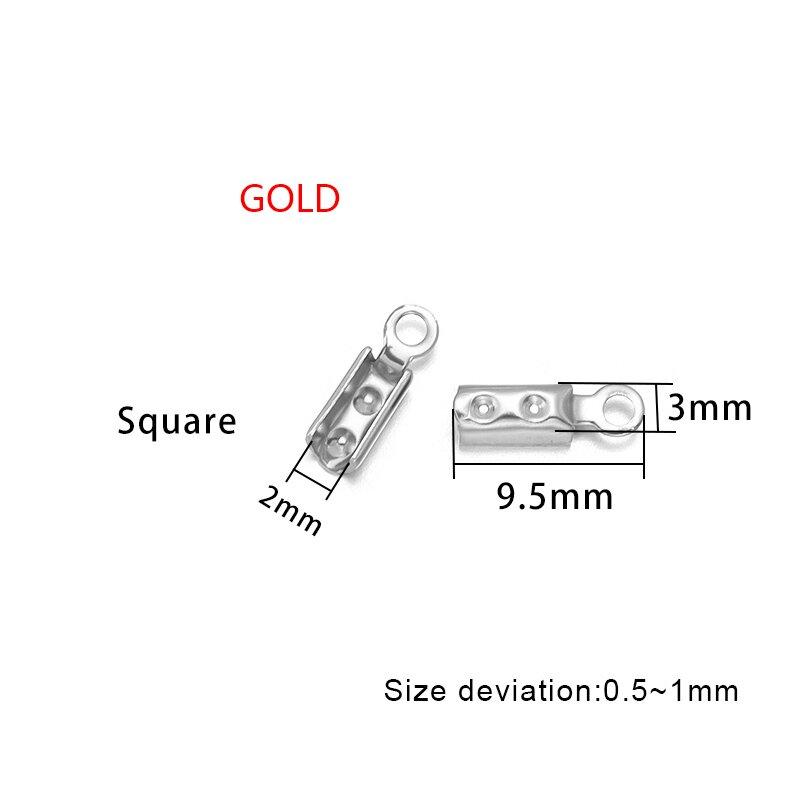 High Quality Stainless Steel Crimp End Beads Caps Leather Cord Clip Tip Fold Crimp Bead Bracelet Connectors For Jewelry Making