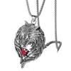 European and American Jewelry Retro Domineering Skull Wolf Head Stone Pendant Necklace for Men
