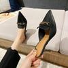 Pointed Toe Slippers Women Outdoor Summer Sequin Shallow Mouth Stiletto High Heels Slides Elegant Mules Shoes Women Slippers