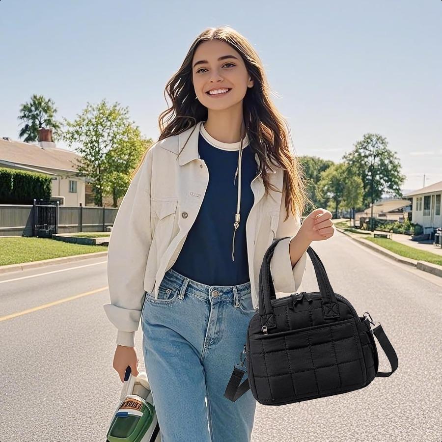 

LEDAOU Lunch Box for Women Lunch bag Quilted Puffer Lunch Box with Adjustable Strap Insulated Reusable LunchBox for Work School United States