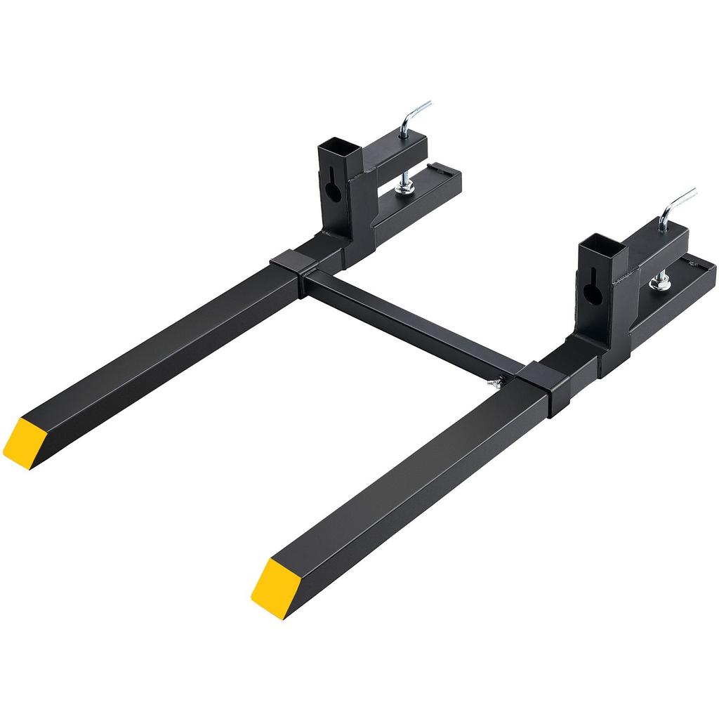 Pallet Forks, 2000 Lbs Clamp On Pallet Forks, 43" Total Length Tractor Bucket Forks with Adjustable Stabilizer Bar, Heavy Duty Pallet Forks for