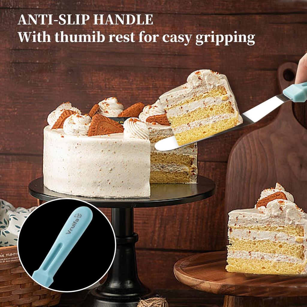 3PCS Offset Spatulas, Icing Spatula for Cake Decorating and Frosting, with Ergonomic PP Handle, Dishwasher Safe (6",8",10")