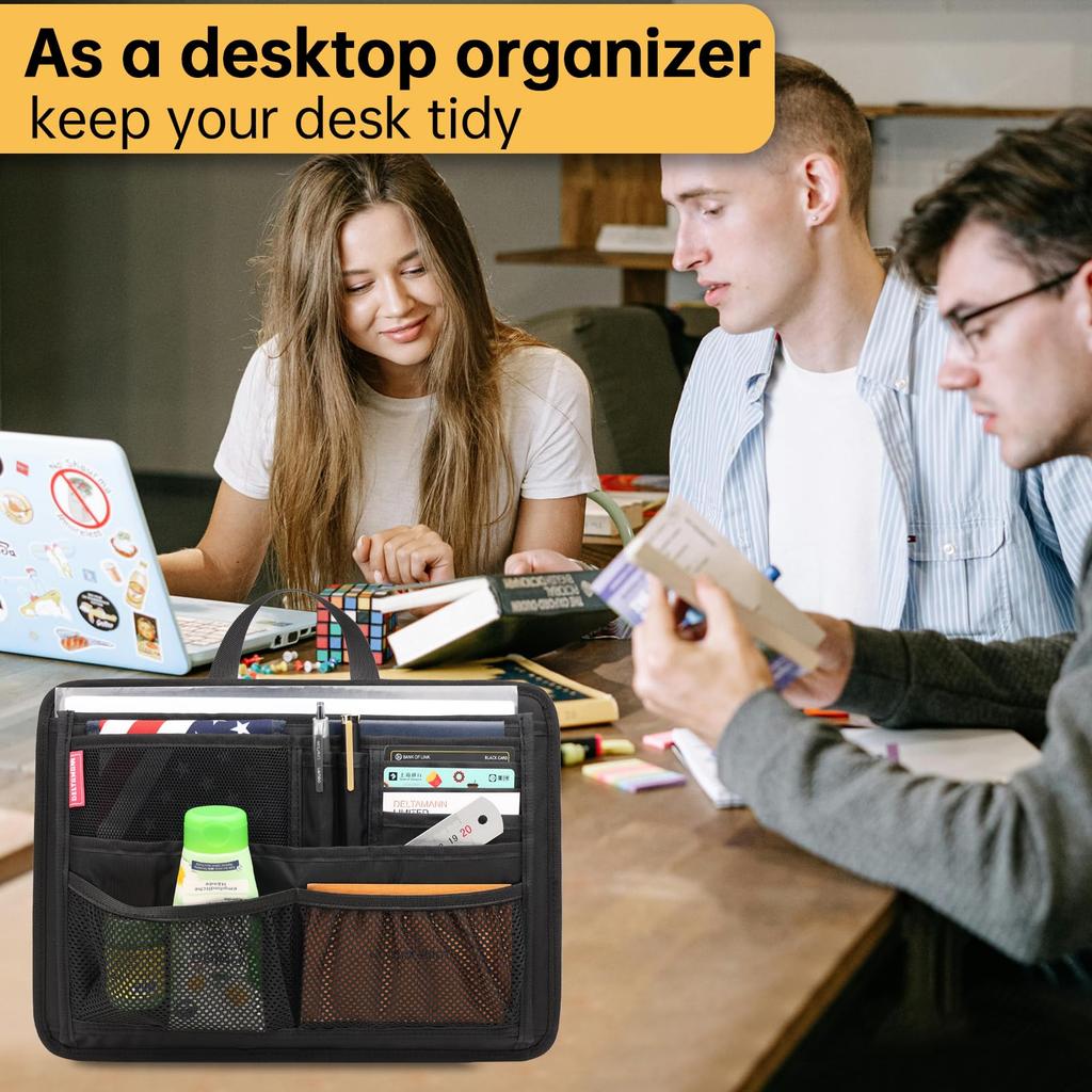 Briefcase Messenger Tote Bag with Sturdy Organizer Inserts for Laptop, iPad, Computer, Notebook, Documents, Black, 2XL