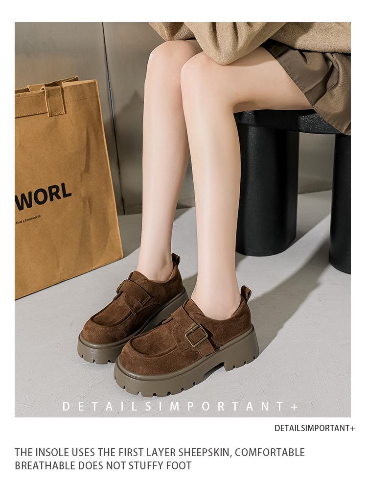 2025 Spring Women's Thick-Soled Suede Retro Loafers - Slip-on British Style