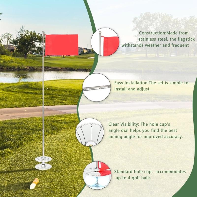 Golf Pin Flag Hole Cup Set Retractable Golf Flag And Cup Golf Putter Swing Training Practice Tool for Indoor and Outdoor