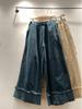 Autumn/Winter Mori Girl Style Women's Corduroy Wide-Leg Pants with Elastic Waistband and Lace Hem