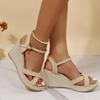 Damen Sandalen Modische Keilsandalen Sommer Lässig Outdoor Strandschuhe Peep Toe Plateau Damenschuhe Hoher Absatz Schnallen Sandalen