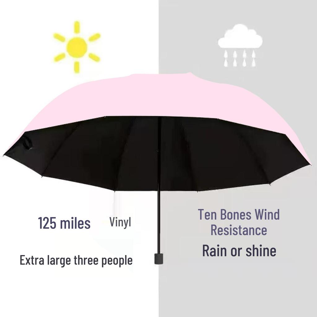 Stort regntätt solskyddande hopfällbart paraply för tre personer med tryck av anpassad logotyp