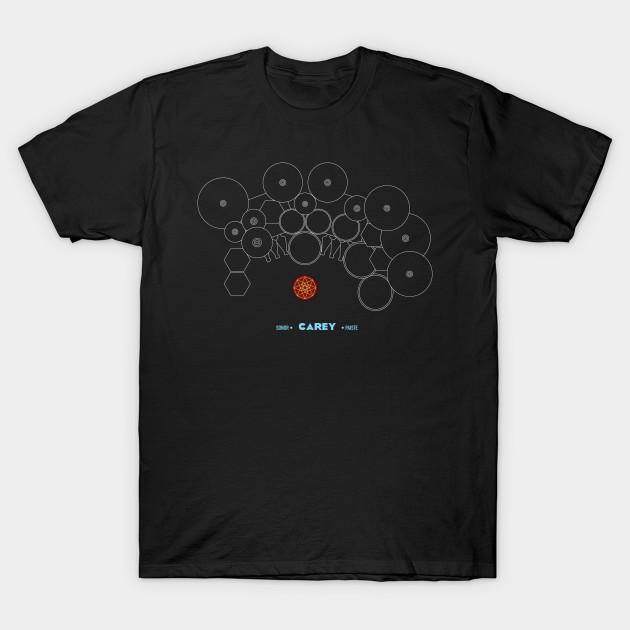 

Men Black Print T-shirt Legendary Drummers - Danny Carey No-Cut Transfer Paper Print Cotton Tshirt L чорний