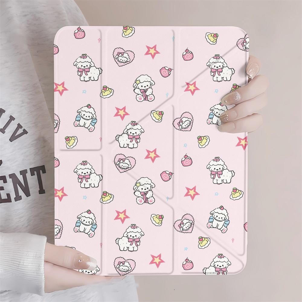 Applicable To iPad Pro 11ins Wind Lamb Folding Sticker Flat Protective Case Acrylic iPad Pro13 All Inclusive