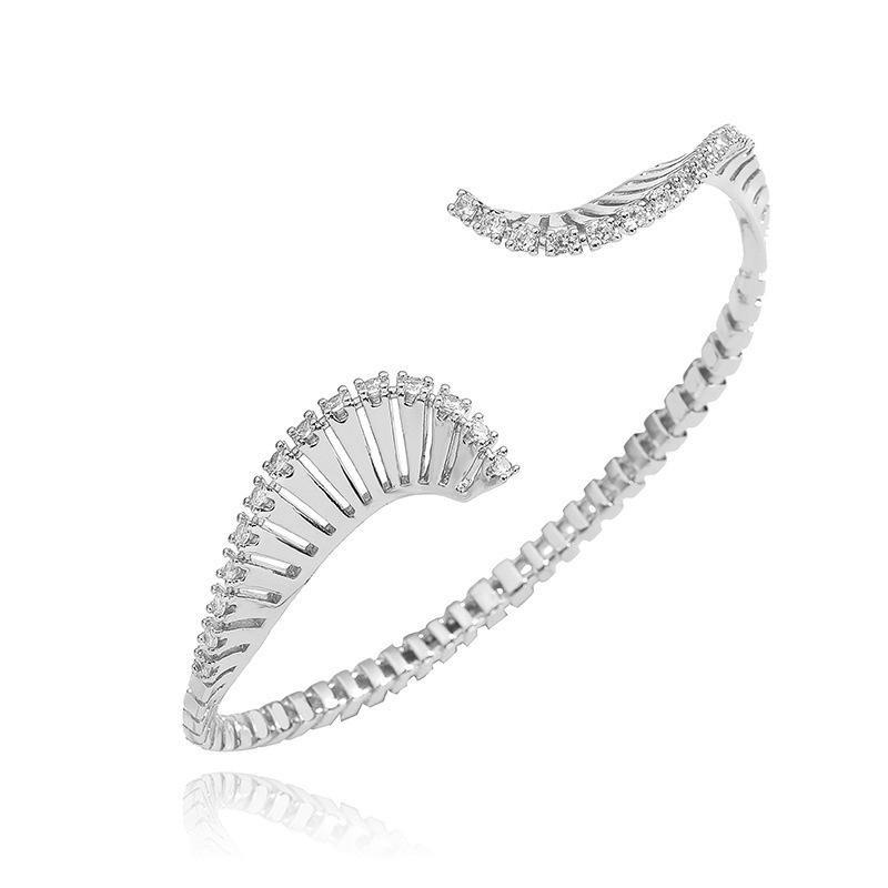 Bracelet Women s 18k Gold Plated Crystal Zircon Hollow Irregular Fashion Jewelry Couple Gift 50-52mm