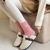 1 Pair Womens Bow Design Socks Coquette Fluffy Thick Thermal Socks for Winter Home Sleeping Soft Long Socks Cold Weather Cute