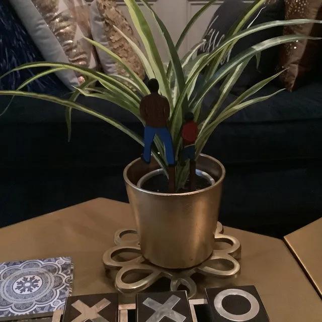Potted Wooden Mini Insert Plaque Family Patio Home Planter Decoration
