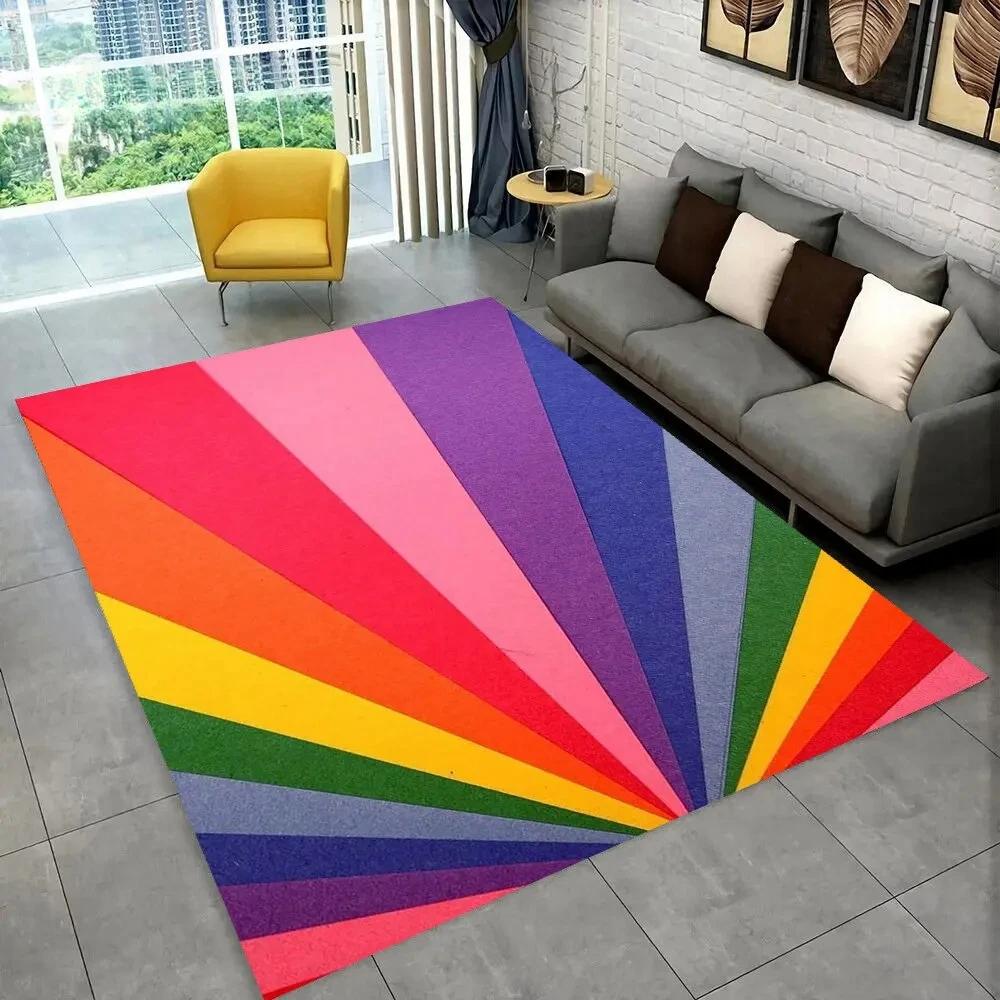 Illusion Abstract Rainbow Area Rug,Carpet Rug for Home Living Room Bedroom Sofa Doormat Decor,kids Non-slip Floor Mat 3D