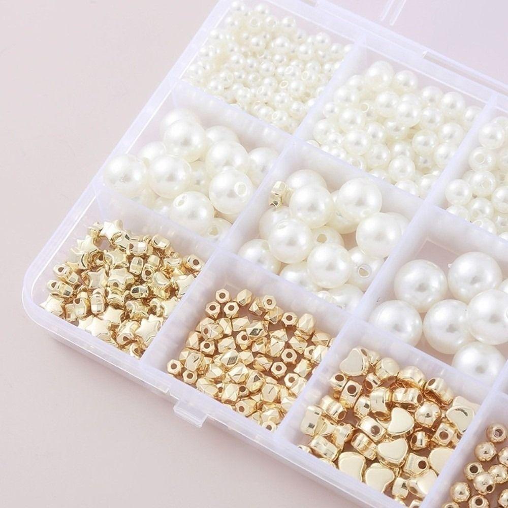 1890pcs 4/6/8/10/12mm Size DIY Bracelet Beads with Gold Beads Crafting Beads  for Necklaces
