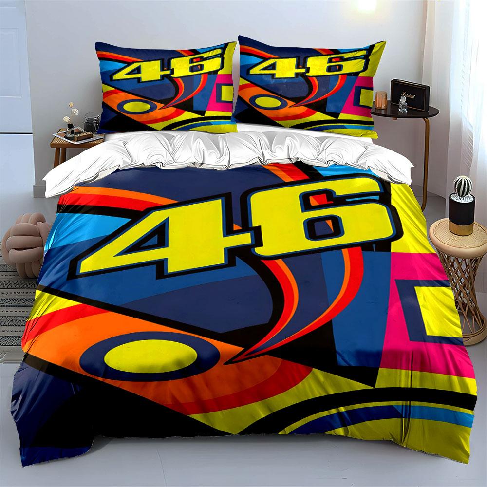 Número 46 con formas. Juegos de cama Juegos de fundas nórdicas Fundas nórdicas Fundas de almohada(1 * Funda de edredón 2 * Fundas de almohada sin relleno de edredón)