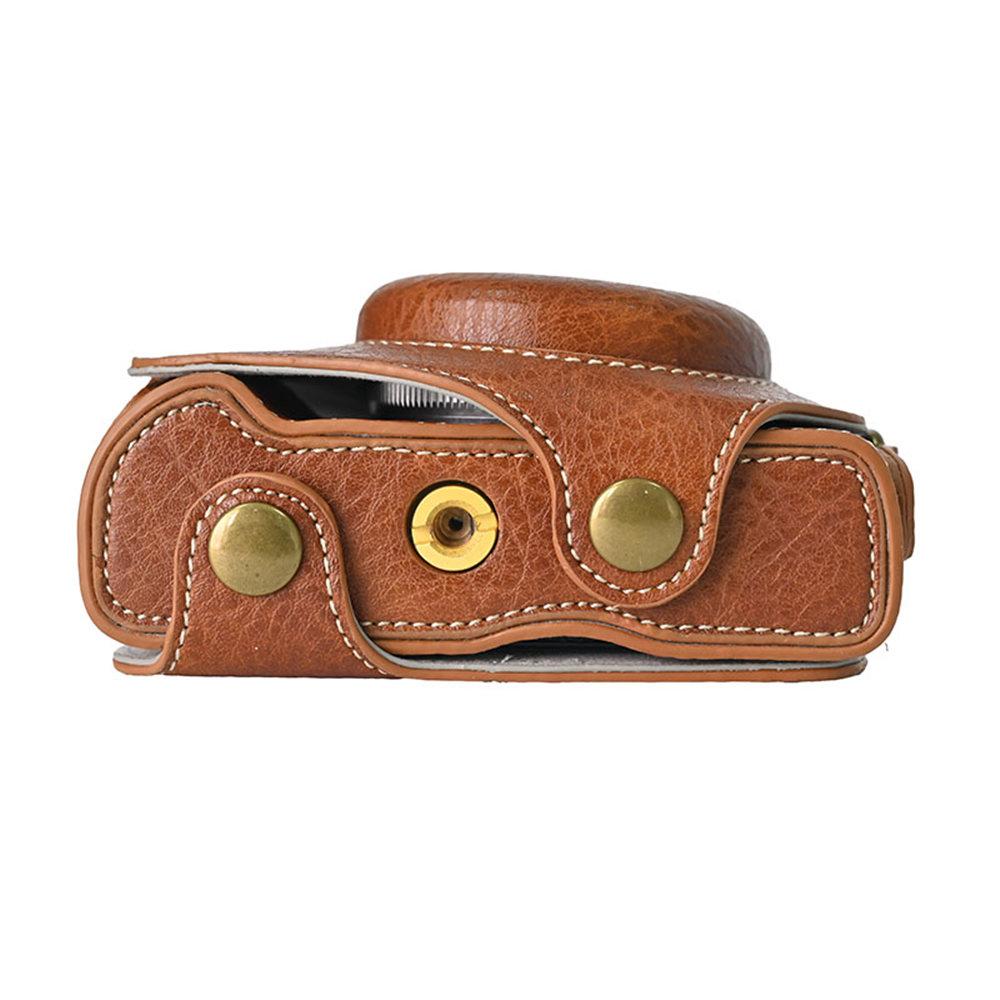 Litchi Print Retro PU Leather Camera Bag Case For Canon Powershot G7XII G7XIII G7X2 G7X3 G7X Mark II III With Strap