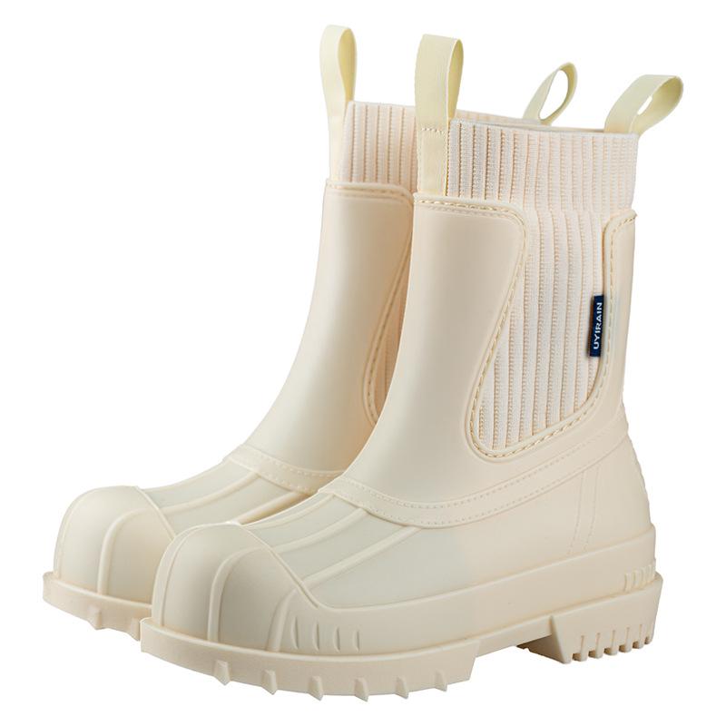 

Жіночі водонепроникні гумові чоботи на товстій підошві 2025: Нековзкий стиль Челсі до щиколотки з гуми. 37