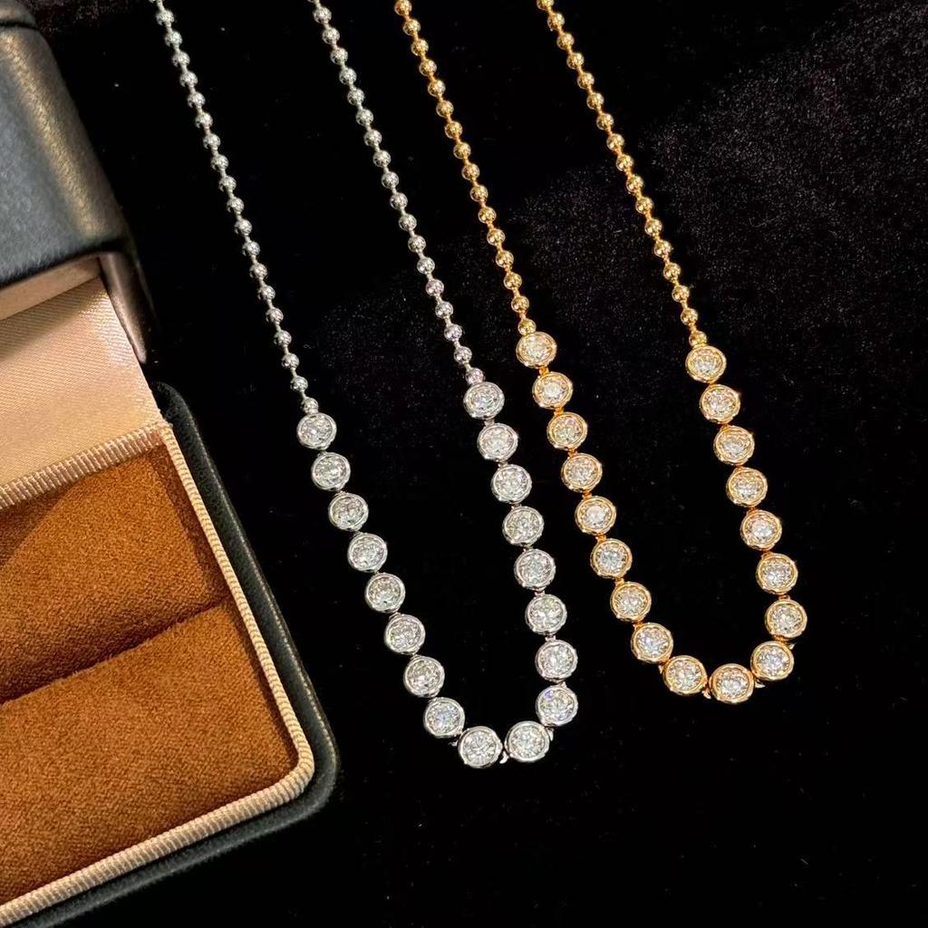 Nuovo Ciondolo Vintage 100% Puro Argento Sterling 925 Pavé Zirconia AAA Perline Rotonde Collane Per Donne Gioielli da Matrimonio di Lusso