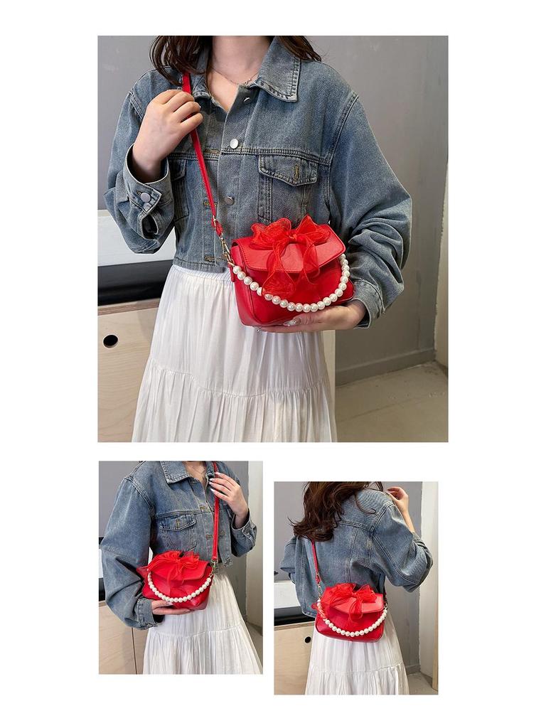 Versatile Bow Design Textured Underarm & Crossbody Bag