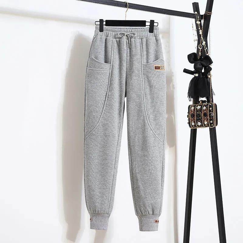 

Женские спортивные брюки больших размеров для жарки на улице весна, осень и зима, женские свободные зауженные брюки гаремы больших размеров, маленькие спортивные штаны, повседневные брюки Gray [single]] XL