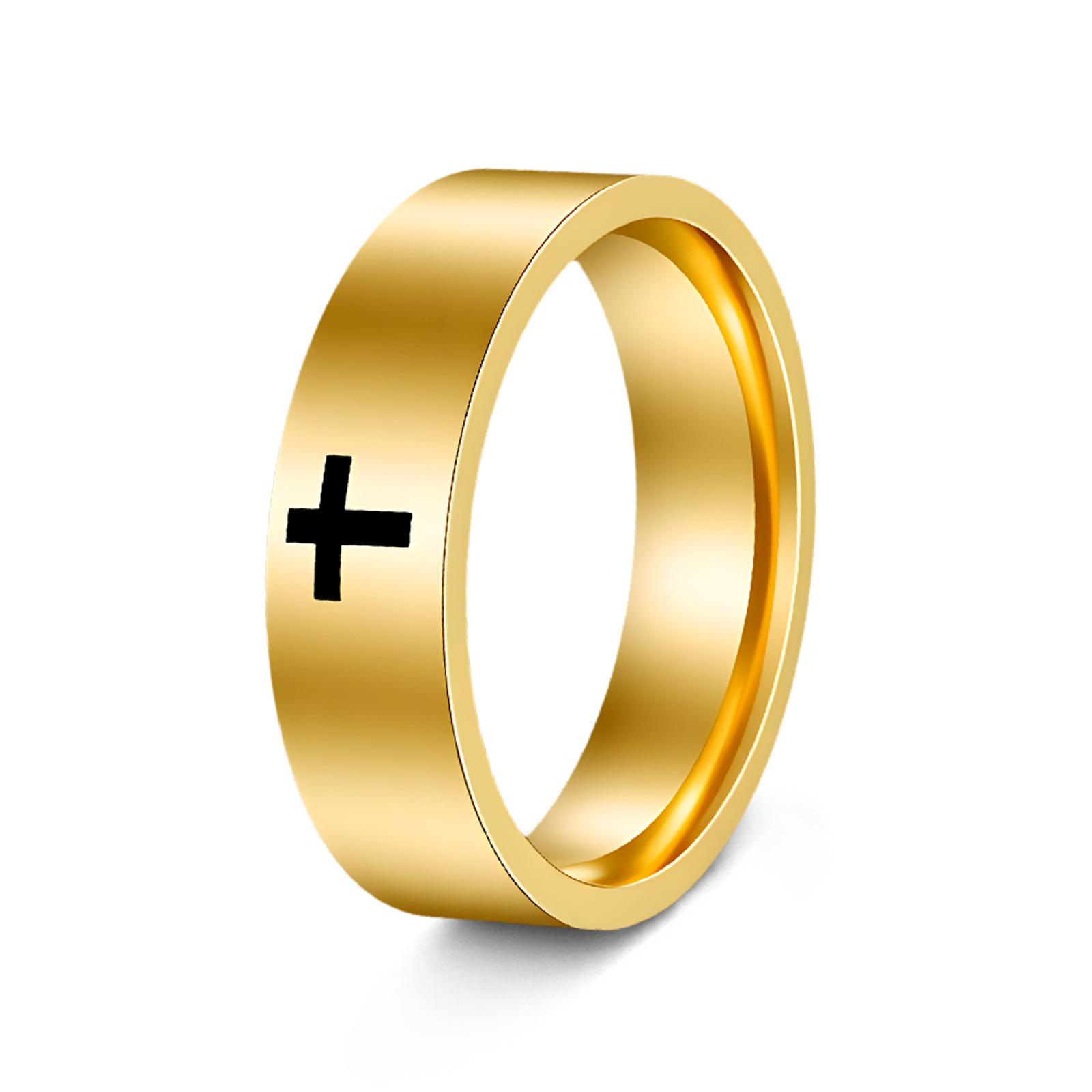 

Classic Cross Stainless Steel Ring 6mm 8mm Laser Engraved Band Durable Hypoallergenic Unisex Jewelry Gift no. 6