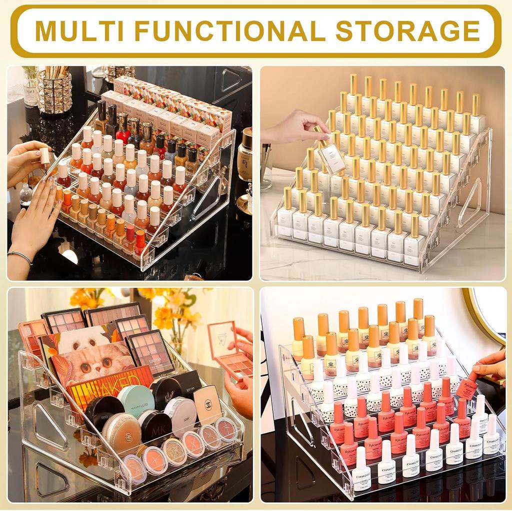 7-Step Nail Polish Storage, Nail Polish Organizer, Transparent Acrylic Nail Polish Holder, Perfume Storage Stand, Display Rack