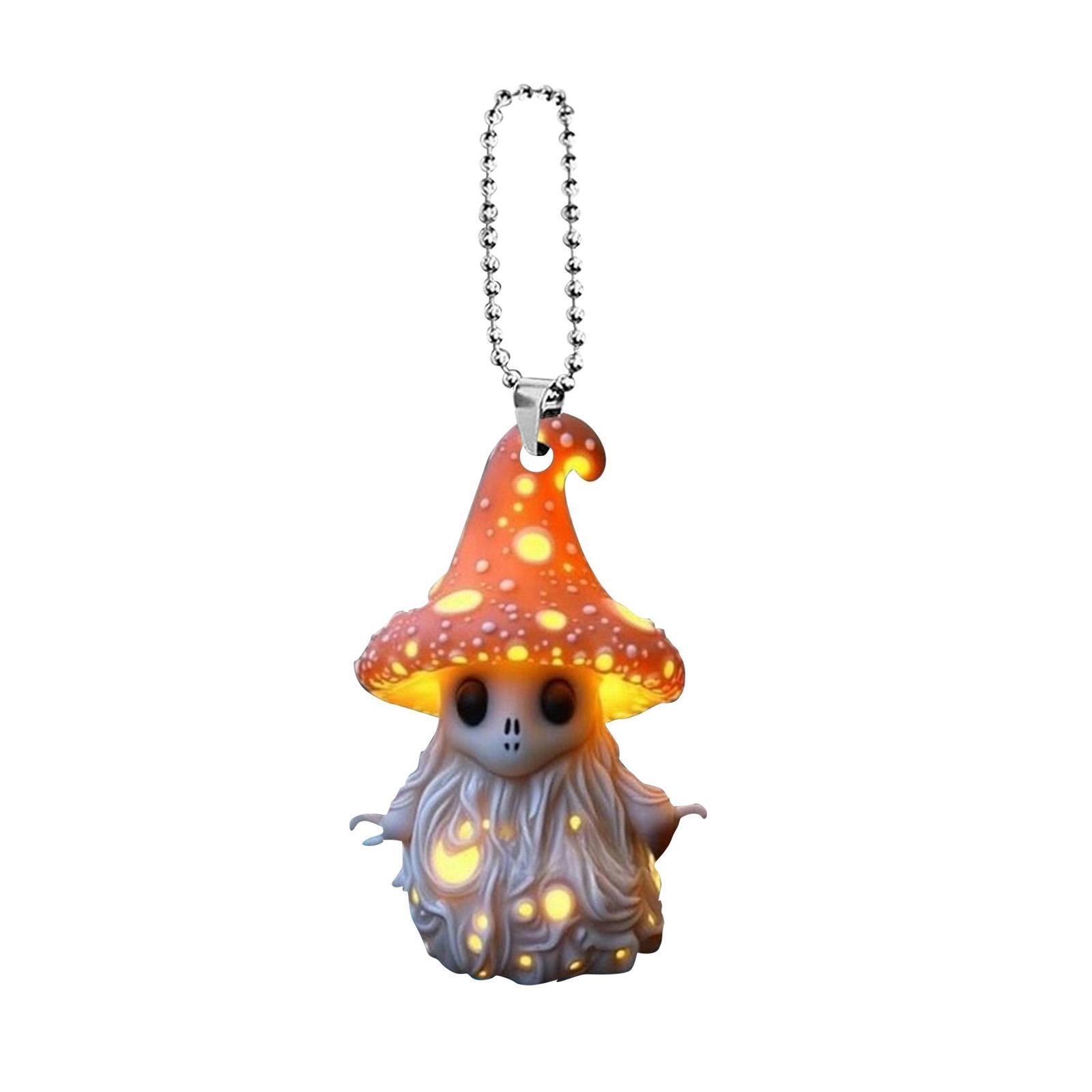 Car Hanging Pendant Backpack Pendant Decoration Mushroom Elf Christmas Ornament, Rear View Mirror Hanging Ornament for Office