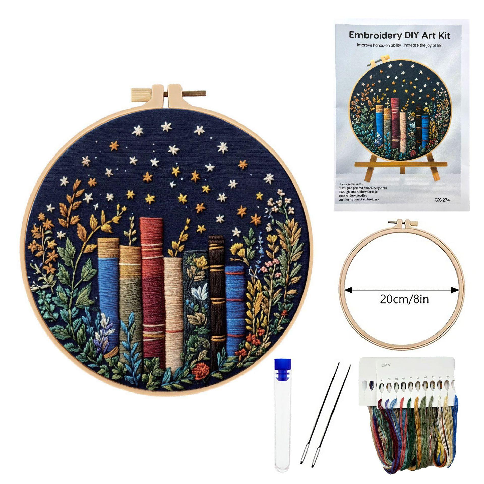 Embroidery Kit for Beginners and Embroidery Enthusiasts - Includes Floral Landscape with Thread Needles