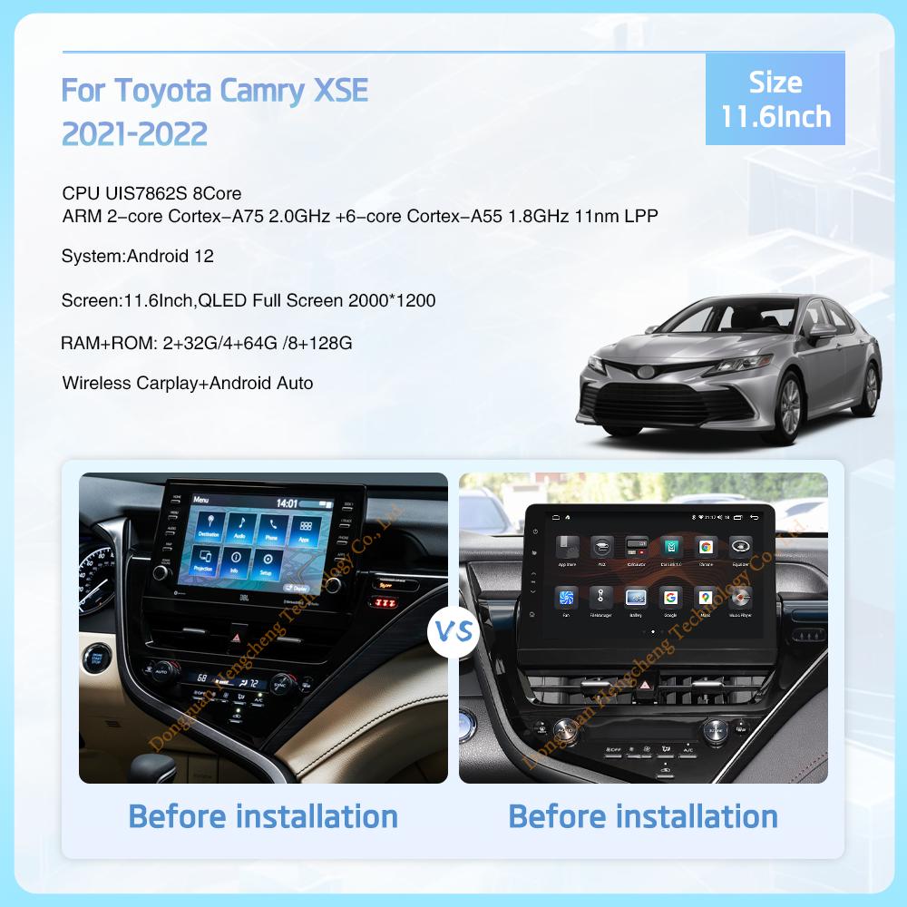 11.6" For Toyota Camry XSE 2025-2025 GPS Navigation Radio Android12 8Core CarPlay 4G Host 360Camera Car Multimedia Video Player