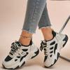 2025 New PU Versatile Women's Vulcanized Sneakers Mixed Color Lace Up Breathable Outdoor Comfortable & Hot Sale Casual Shoes