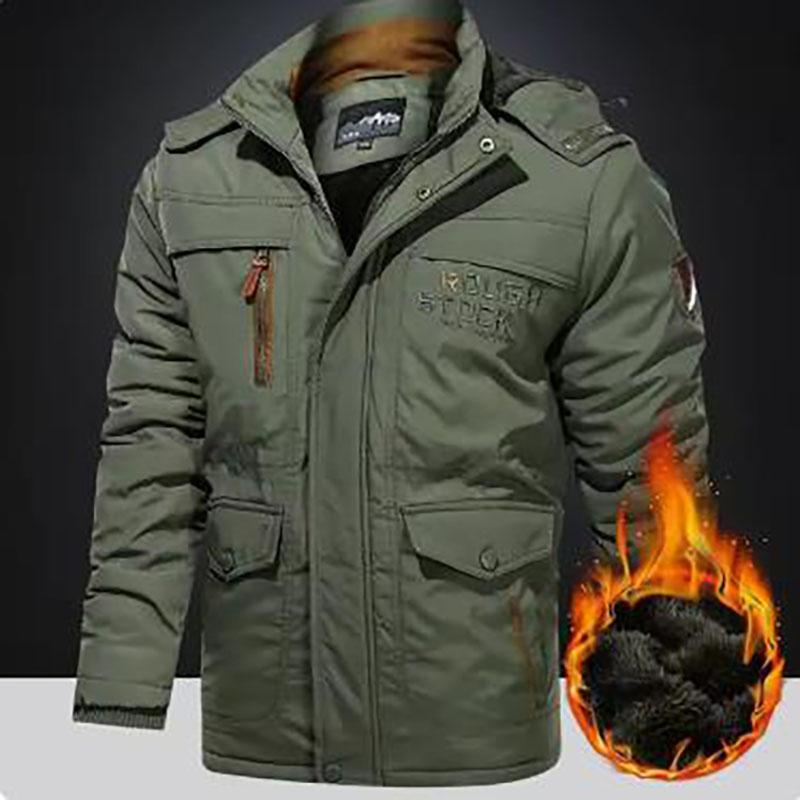 

Чоловіча зимова куртка Флісова підкладка Верхній одяг Парка для вулиці з капюшоном Вітрозахисна куртка Товстий теплий верхній одяг L зелений