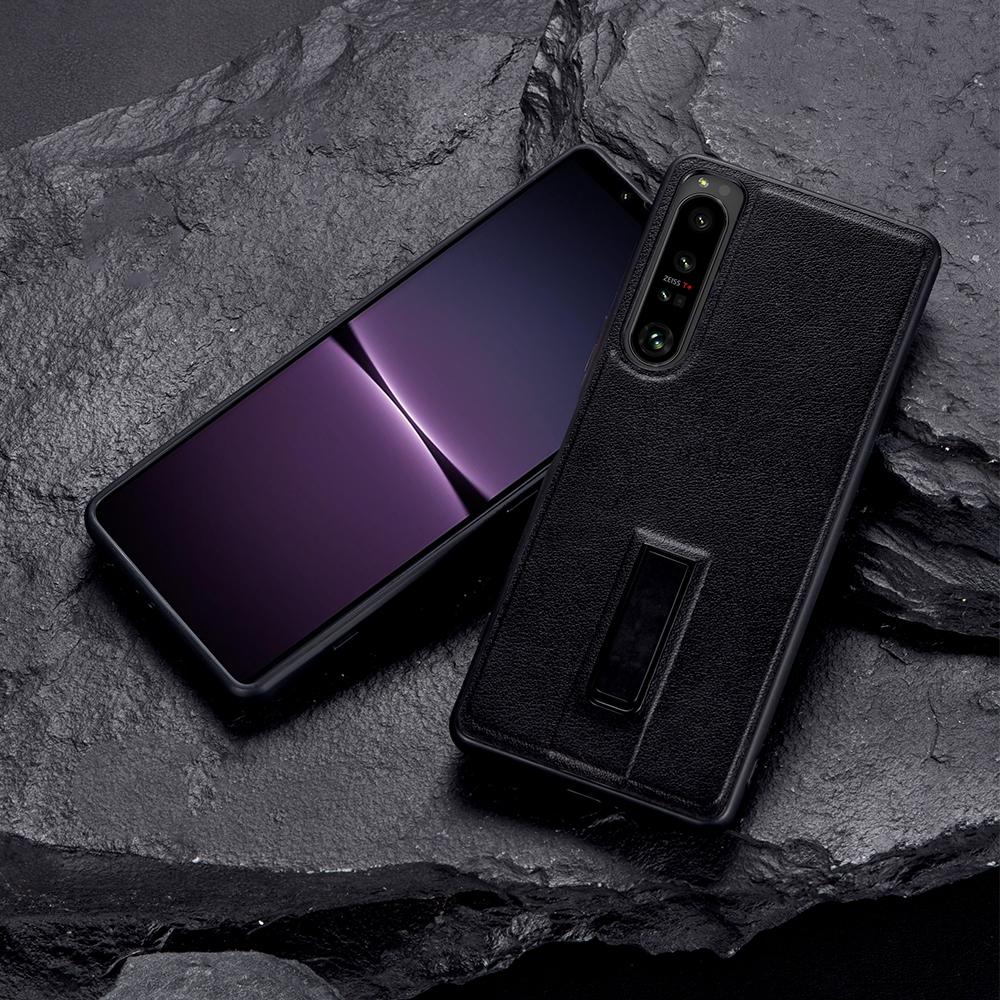 Metall-Ständer-Hülle für Sony Xperia 1 5 10 III 5 II 10 IV Schlichte PU-Leder Stoßfeste Hülle für Xperia 1 IV 5 IV XQ-CT54