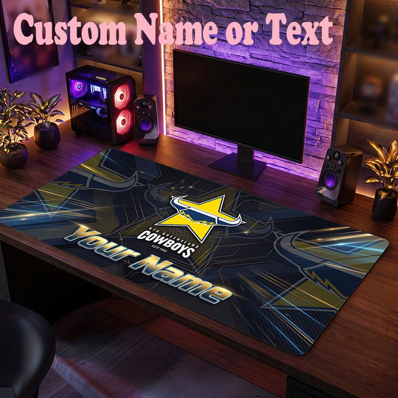 North Queensland Cowboys Customized Name Text Mouse Pad, Large Desk Mouse Mat Personalized Home Office Present