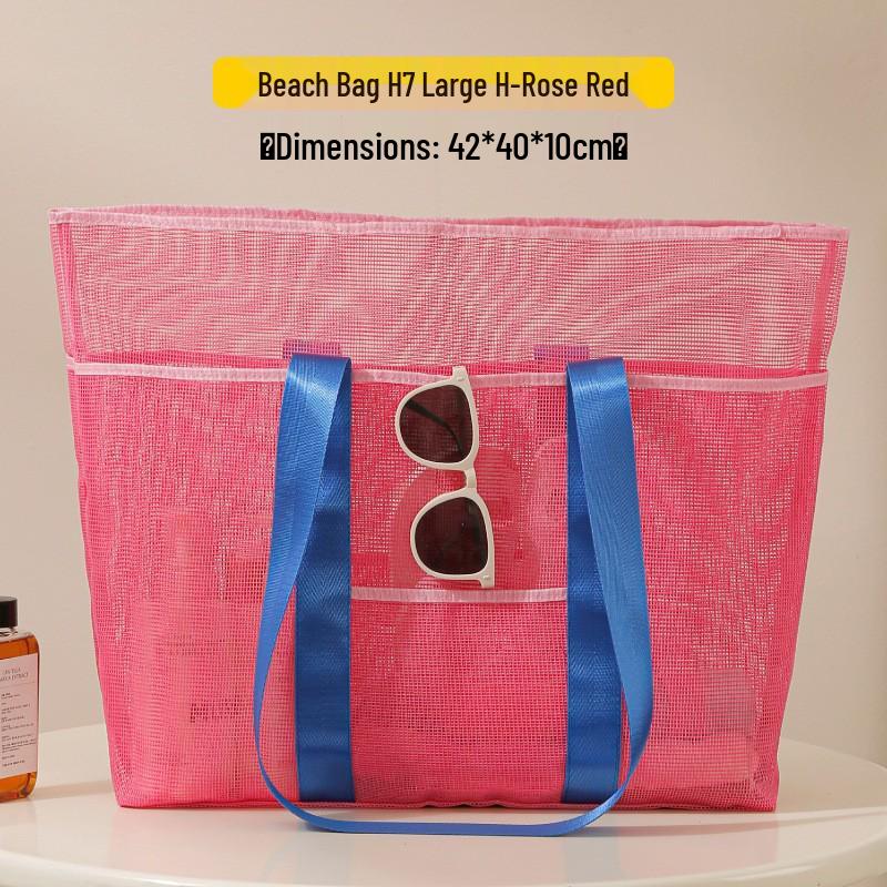 Große Strandtasche aus Mesh mit hoher Kapazität für Spielzeug und Badebekleidung – Multifunktionale Reisehandtasche