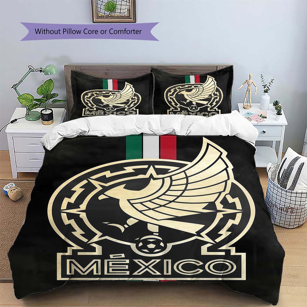 Mexico national football logo Pattern Bedding Home Decoration Birthday Gift (1 * duvet cover + 2 * pillowcase, without core),fan merchandise.