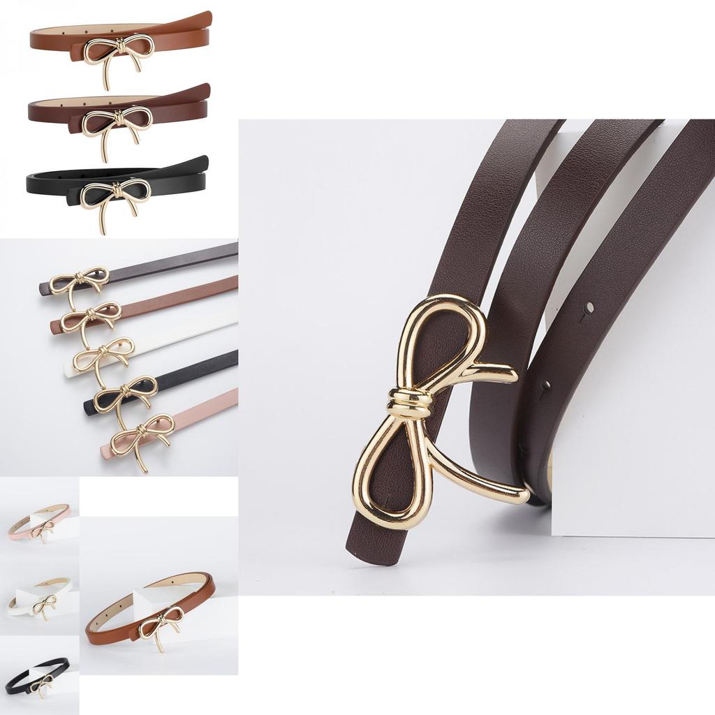 Stylish New Bowknot Decorative Pu Leather Slim Waist Belt For Elegant Women Fashion